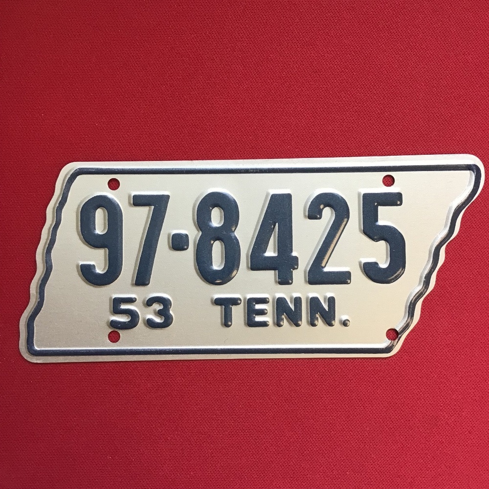Vintage 1953 License Plate Tennessee State Bicycle Metal